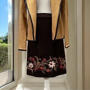 NEW Ann Taylor Loft Wool Classic Tailored Embroidered Floral A-line Skirt 4P